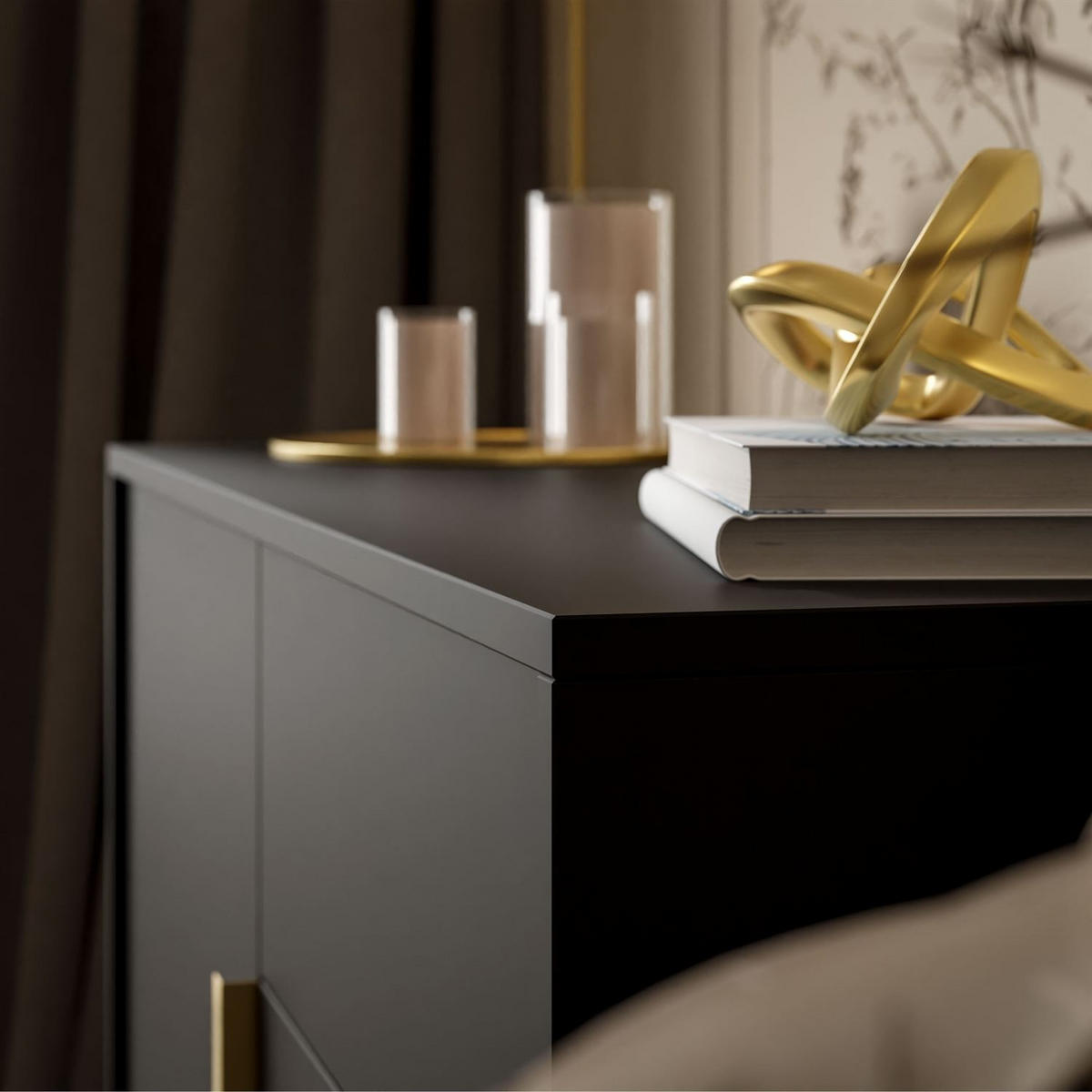 KOMMODE MIRACLE 1D3S mit Schubladen eintrürig Schwarz - Schwarz, Holzwerkstoff (104/82/39cm) - Lookway