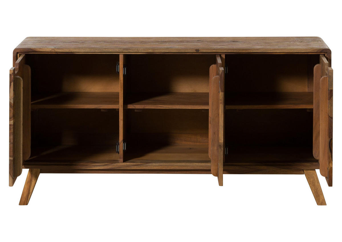 SIDEBOARD Sheesham 134x40x65 natur sandgestrahlt lackiert MALMÖ 2 #206 - Braun, Holz (134/65/40cm) - Massivmoebel24