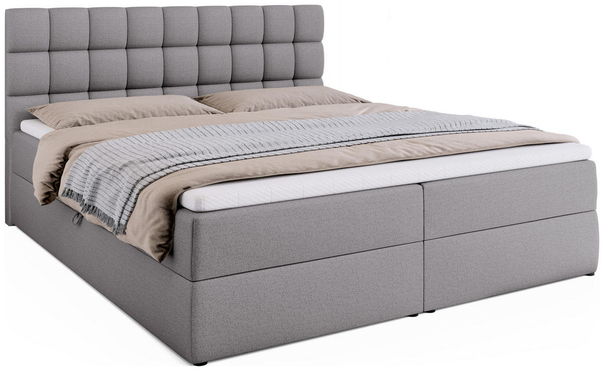 BOXBETT Dakota mit Topper 180/200 Grau - Grau, Textil (180/200cm) - Bromarkt