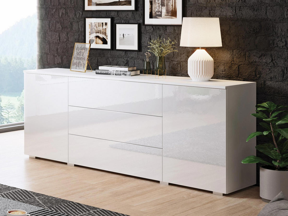 KOMMODE Paris 150 - Weiß Hochglanz/Weiß, Holzwerkstoff (150/68/39cm) - MIRJAN24