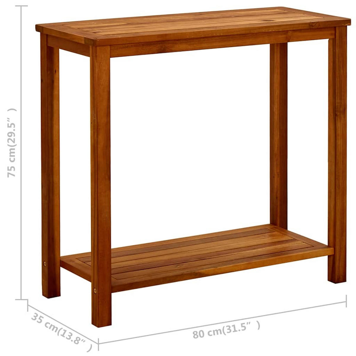 GARTEN-KONSOLENTISCH 80/35/75 Cm Massivholz Akazie - Braun, Holz (35/80/75cm) - vidaXL
