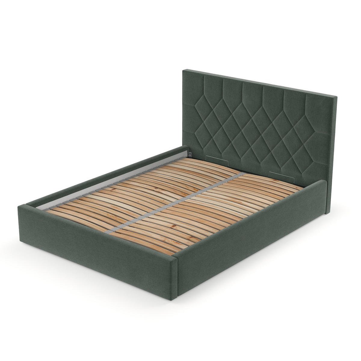 POLSTERBETT Brisa 140/200 cm Grün im Asti Stoff - Schwarz/Naturfarben, Holz/Holzwerkstoff (140/200cm) - AltaBeds