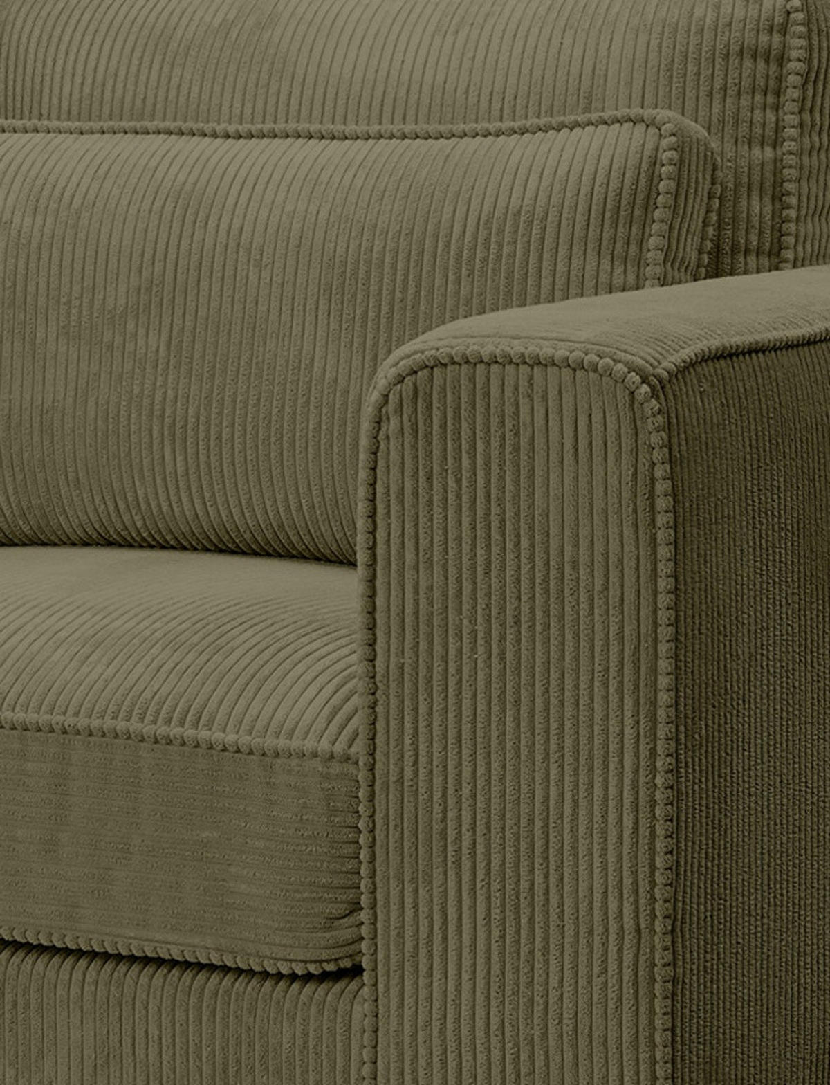SESSEL khaki Cord, Loungesessel 120 cm, Wohnzimmersessel mit Wellenfederung - Dunkelgrün/Schwarz, Holzwerkstoff/Kunststoff (120/92/112cm) - Inn.Furn