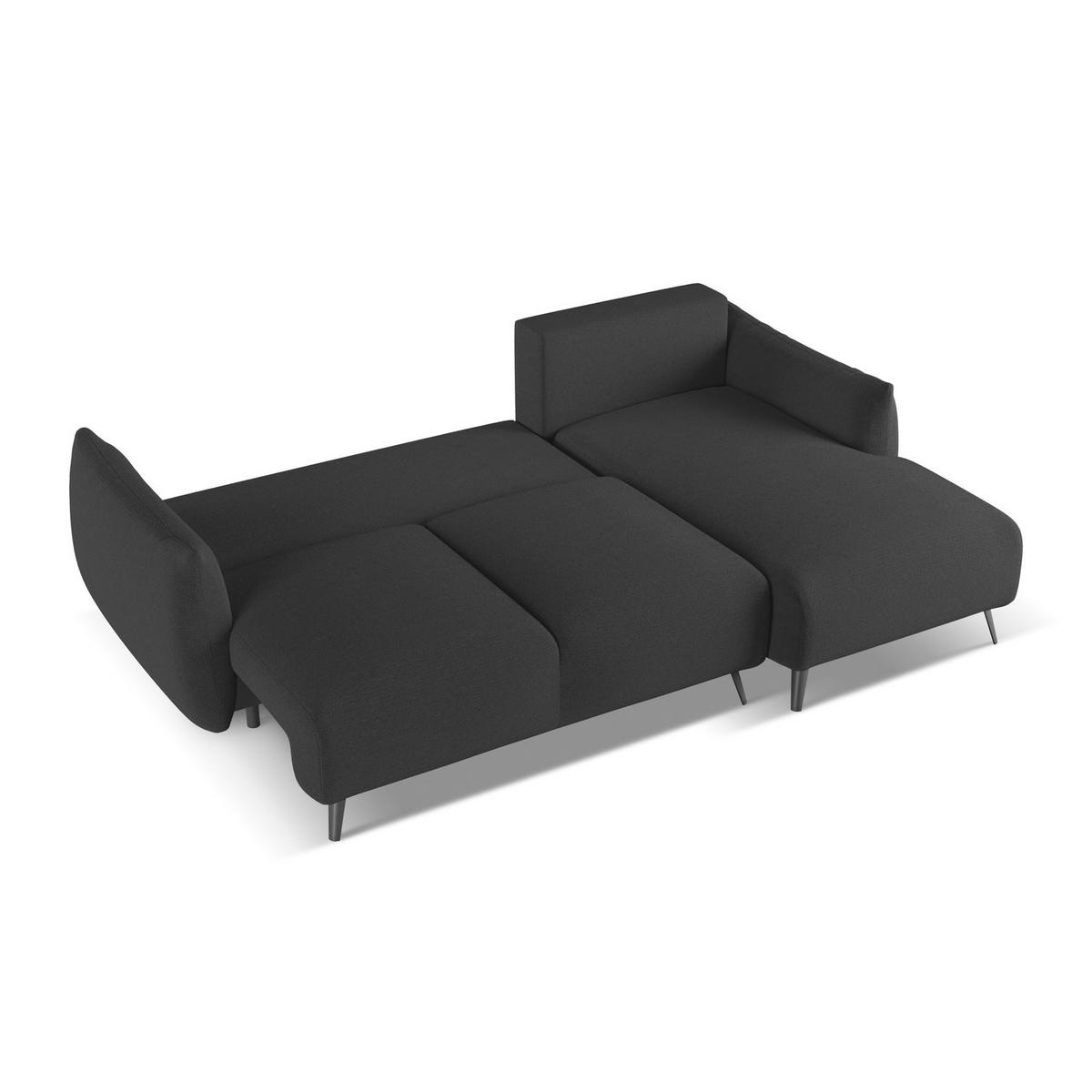 ECKSOFA mit Schlaffunktion Chenille Stoff Schwarz - Anthrazit/Schwarz, Textil/Metall (242/162cm) - LaMiaSofa