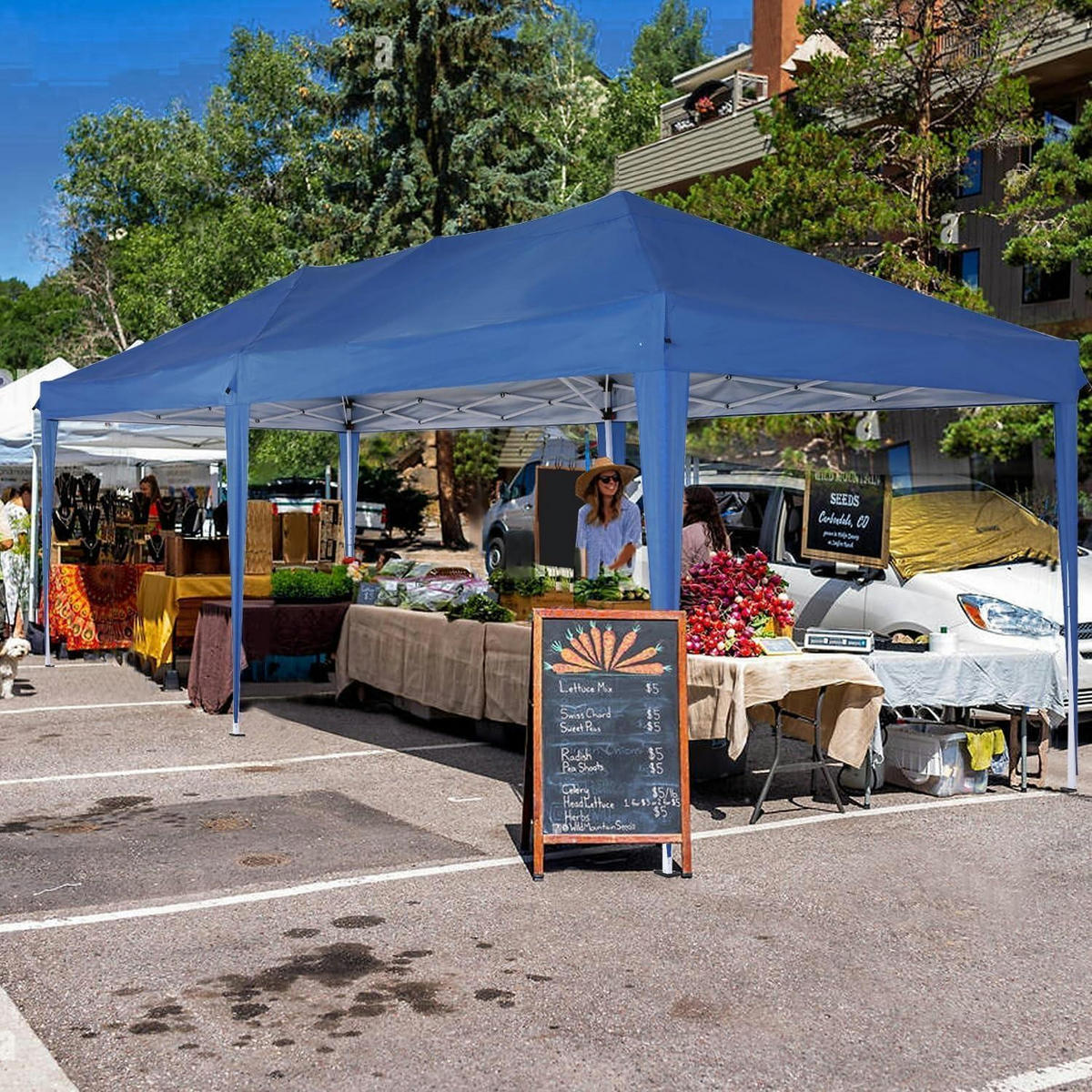 FALTPAVILLON 3x6m Blau mit 6 Seitenteilen - Blau, Textil (300/270/600cm)