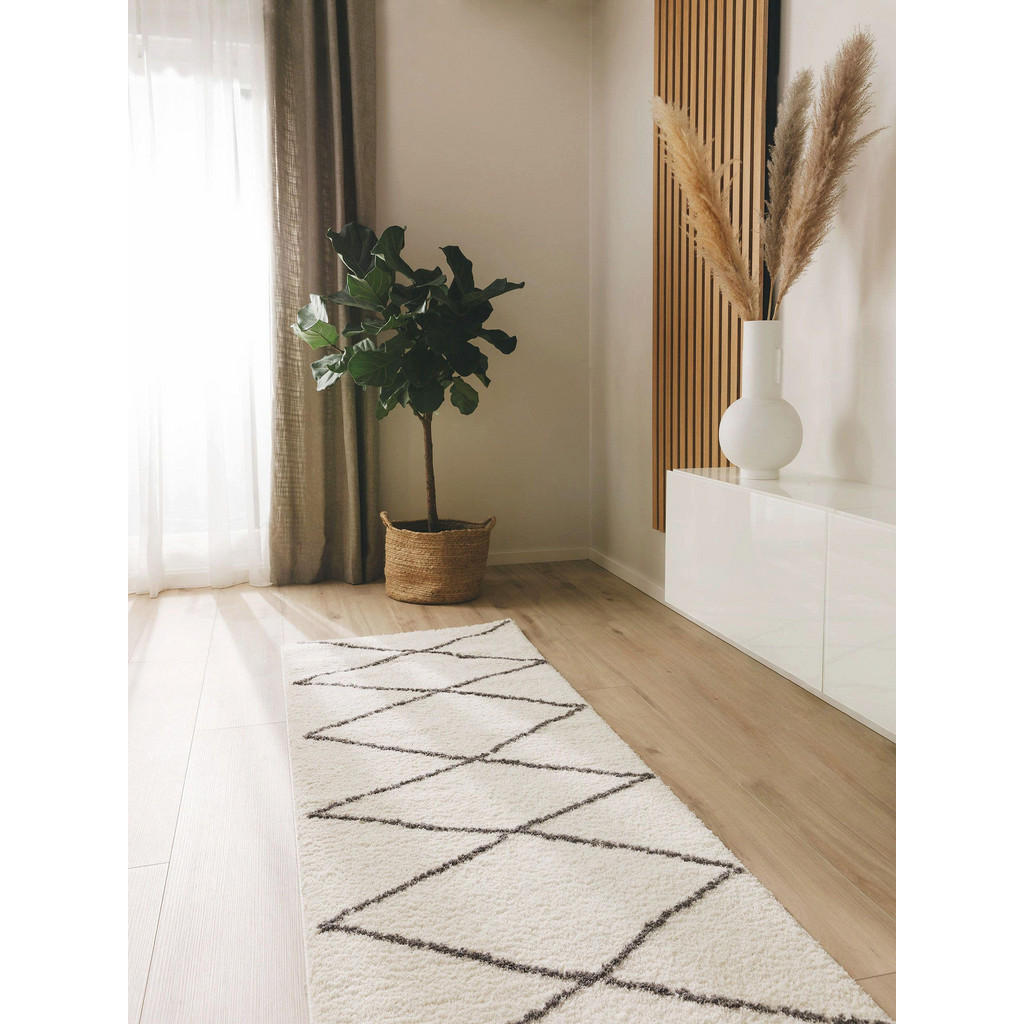 Thumbnail - benuta Nest Läufer, Creme, Textil, Rauten, Rechteckig, 80x240 cm, Oeko-Tex® Standard 100, wasserabweisend, Teppiche & Bö...