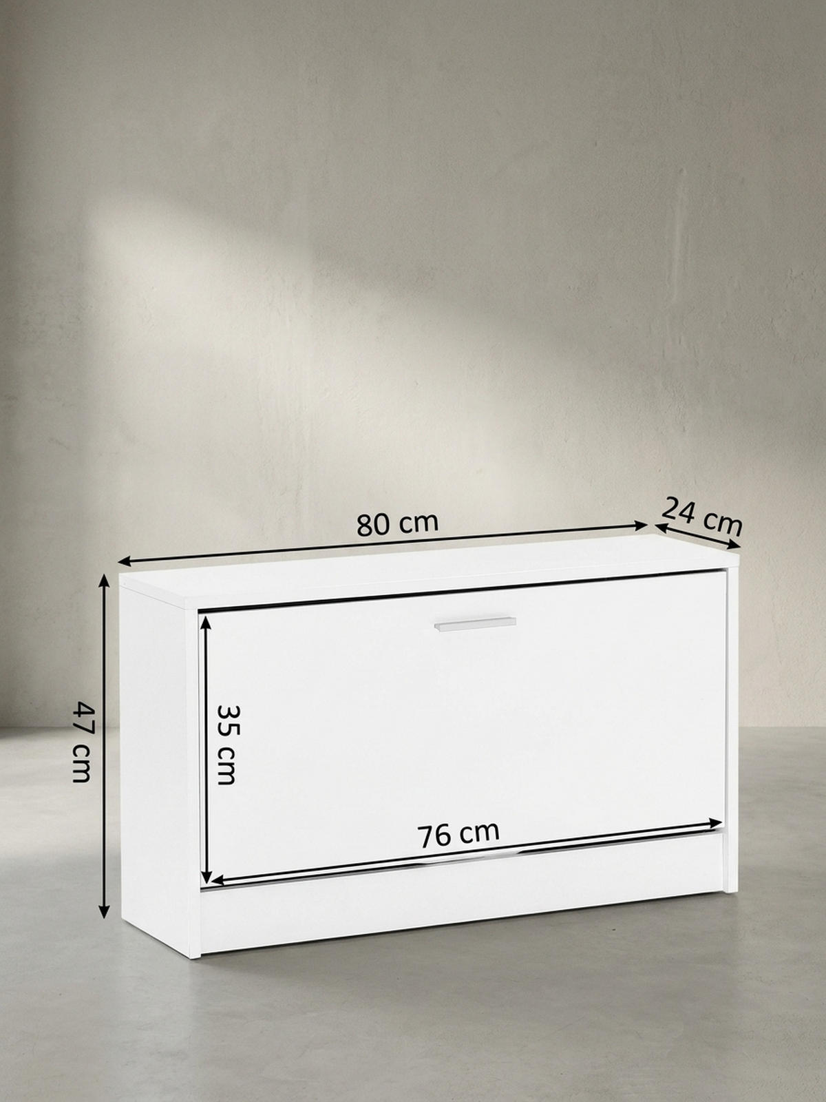 SCHUHKIPPER aus Holz in Weiß mit Ablage und 1 Fach, 80x24x47 cm - Weiß, Holz (80/47/24cm) - KADIMA DESIGN