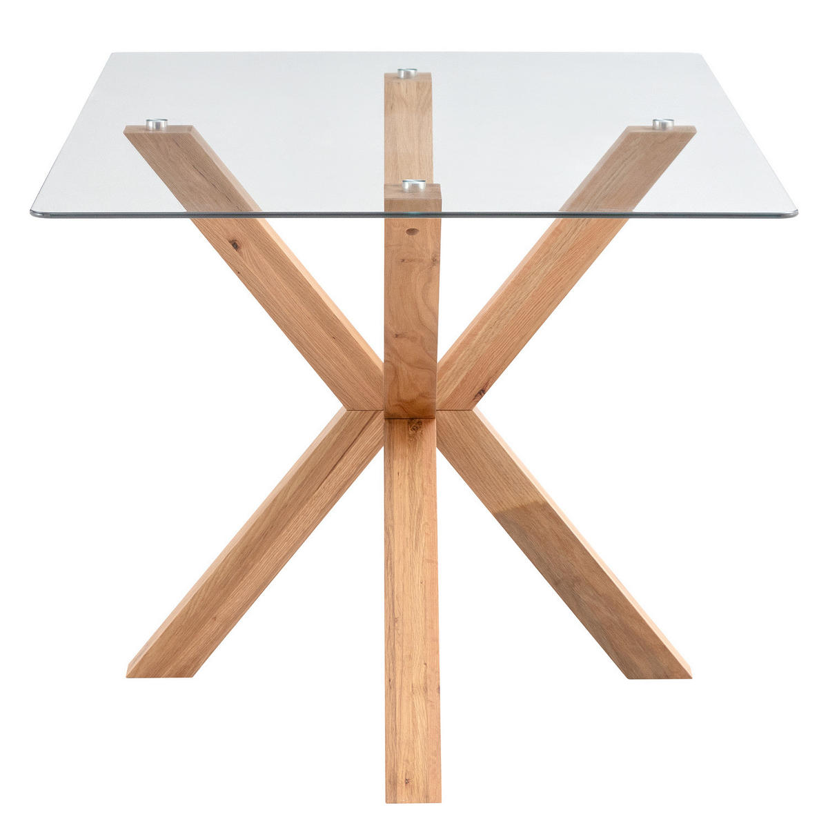 ESSTISCH rechteckig - Glas / Eiche massiv - Eiche - Eichefarben, Glas/Holz (90/160/76cm) - home24