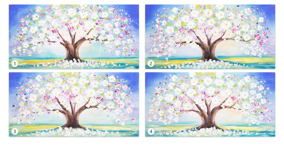 ACRYLBILD HANDGEMALT 120/60 cm - Blau/Pink, Holz/Textil (120/60cm) - KUNSTLOFT