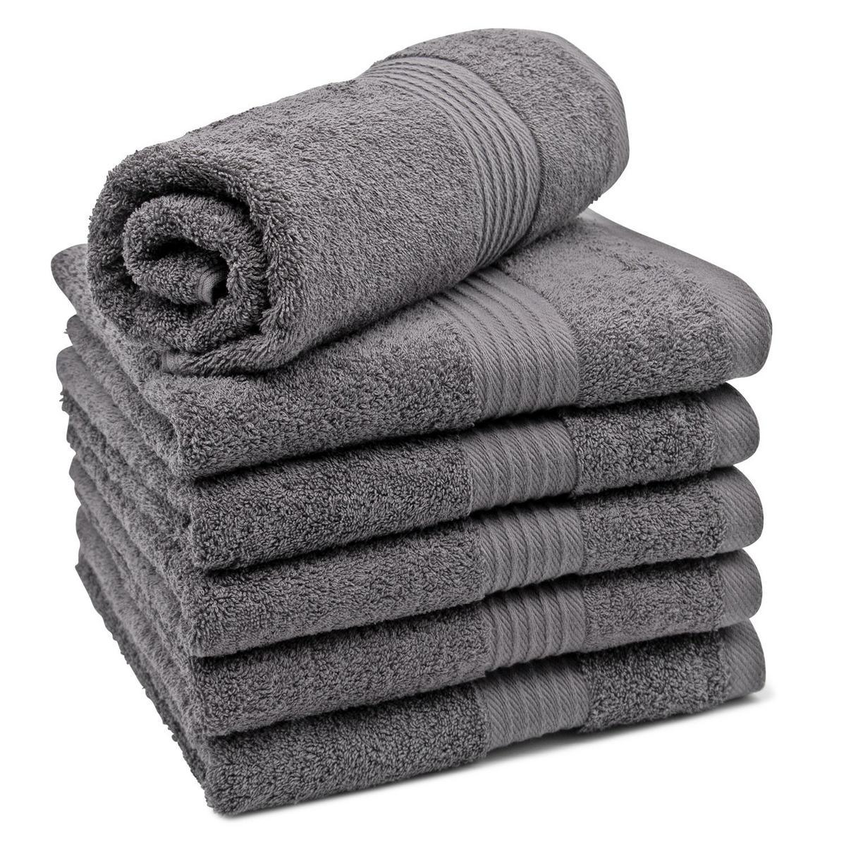 HANDTÜCHER, 6er-Set, 50x100 cm, 100% Baumwolle, Grau - Anthrazit, Textil (50/100cm) - Zollner