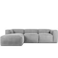 ECKMODULSOFA-LINKS BUFFO mit extrem weicher und bequemer Sitzfläche, Kordstoff, hellgrau - Hellgrau, Textil (297/180cm) - KONSIMO®