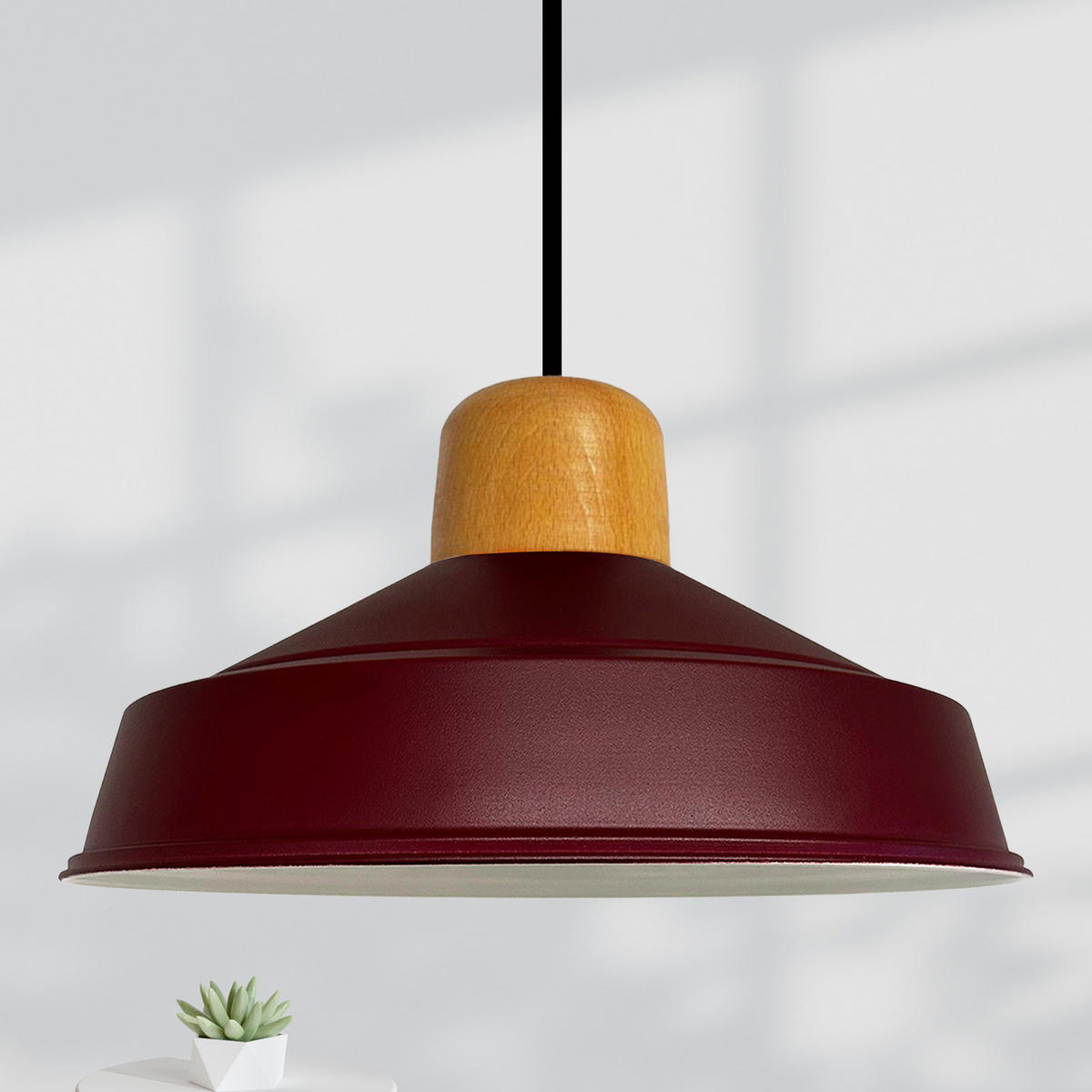PENDELLEUCHTE Asletl 40/30 cm - Dunkelrot, Metall (40/30cm) - Bamyum