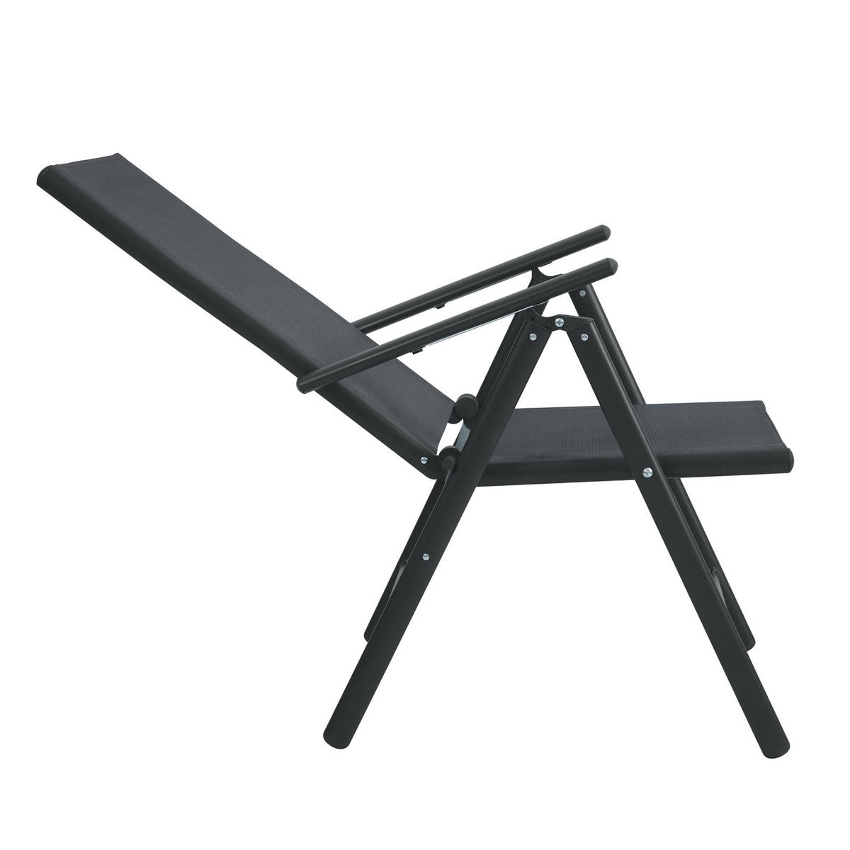 GARTENSTUHL Aluminium (2er Set) - Schwarz, Metall (55/108/68cm) - SVITA