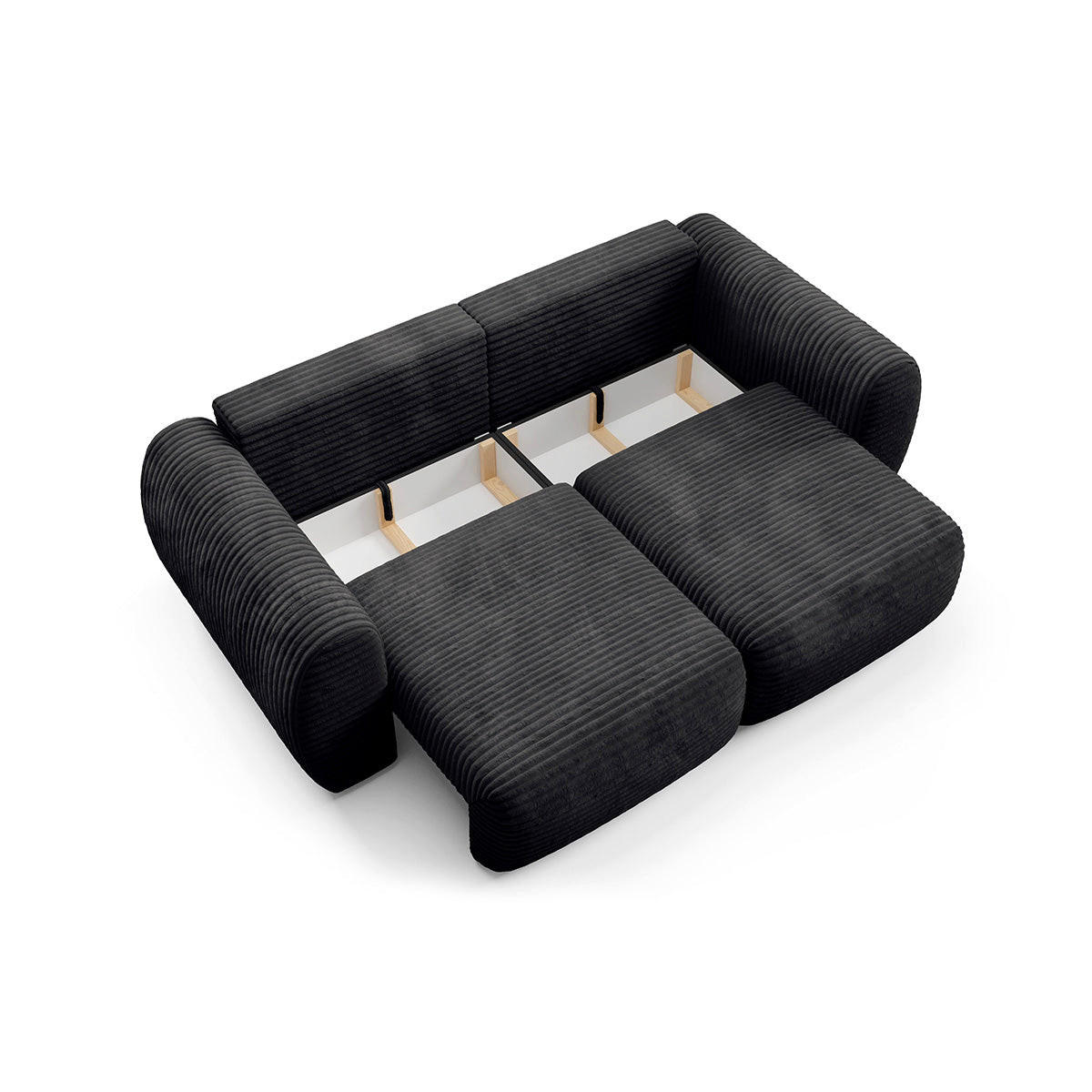SOFA Camilla 3 Sitzplätze Schwarz - Schwarz, Holz (266/95/121cm) - Petits-meubles