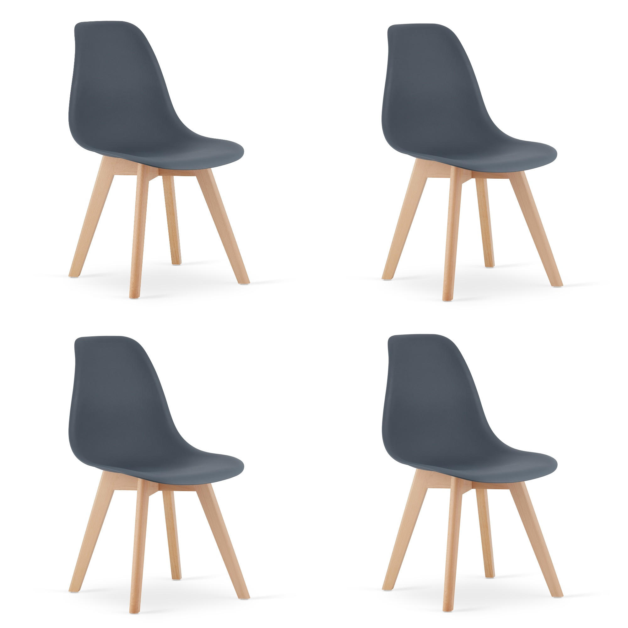 ESSZIMMERSTUHL 4-er Set KITO Sitzfläche aus dunklem Schiefer, Beine aus dunklem Schiefer - Schieferfarben, Kunststoff (46/80/54.5cm) - Valora