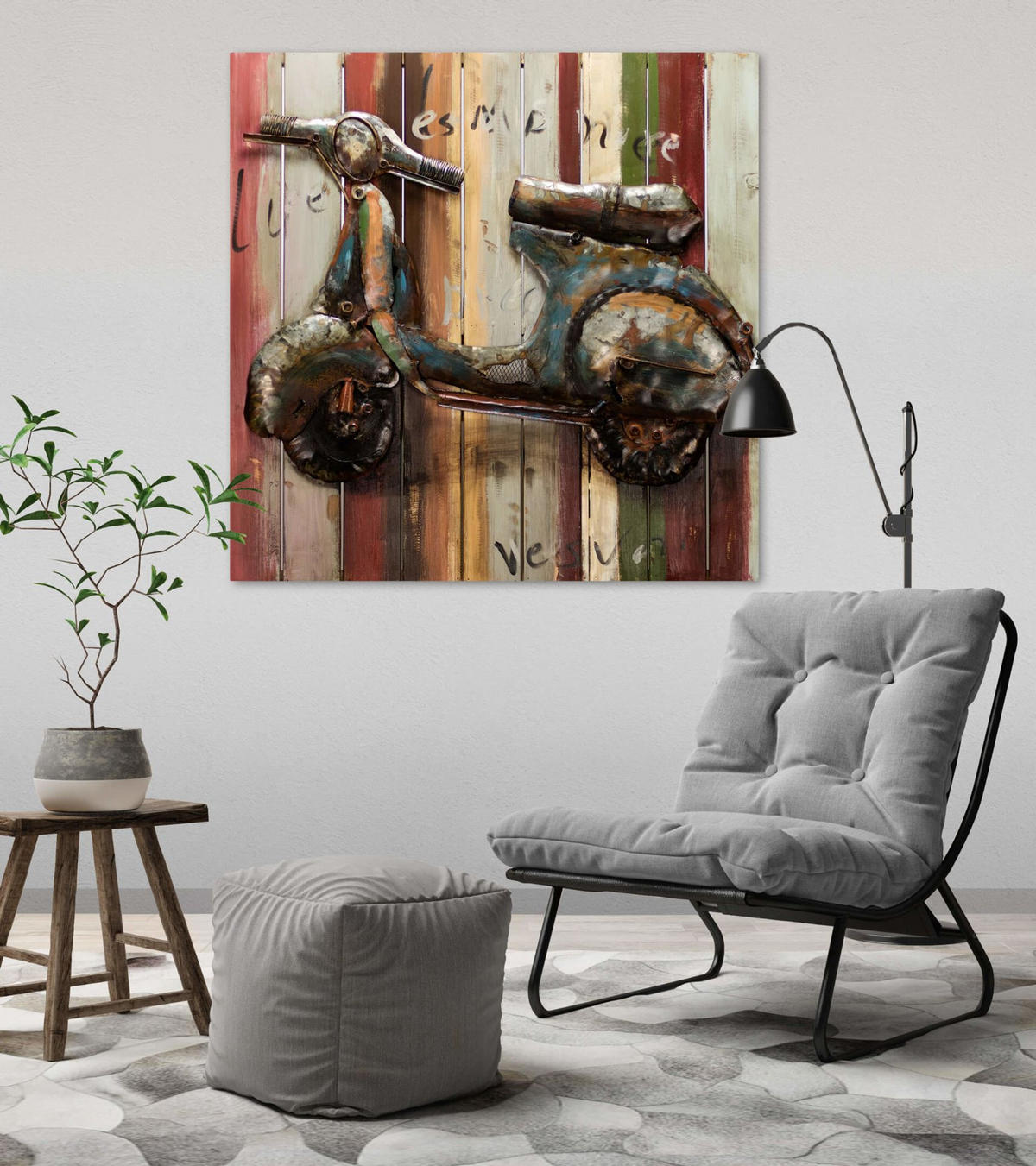 METALLBILD Bunt 80/80 cm - Multicolor, Metall (3.8/80cm) - KUNSTLOFT