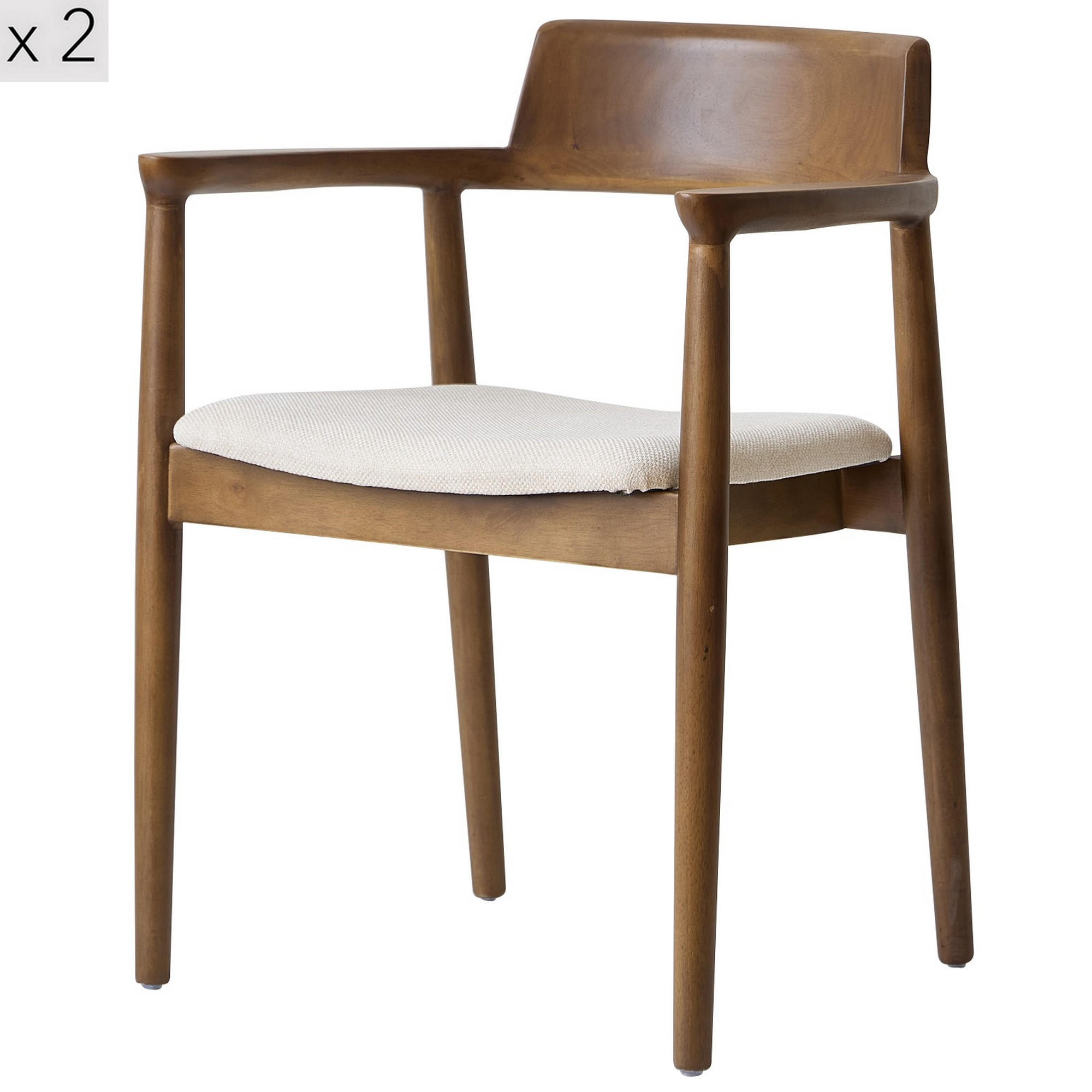 STUHL 2er-Set dunklem Holz Beige - Braun, Holz (58/75/57.5cm) - Nordlys