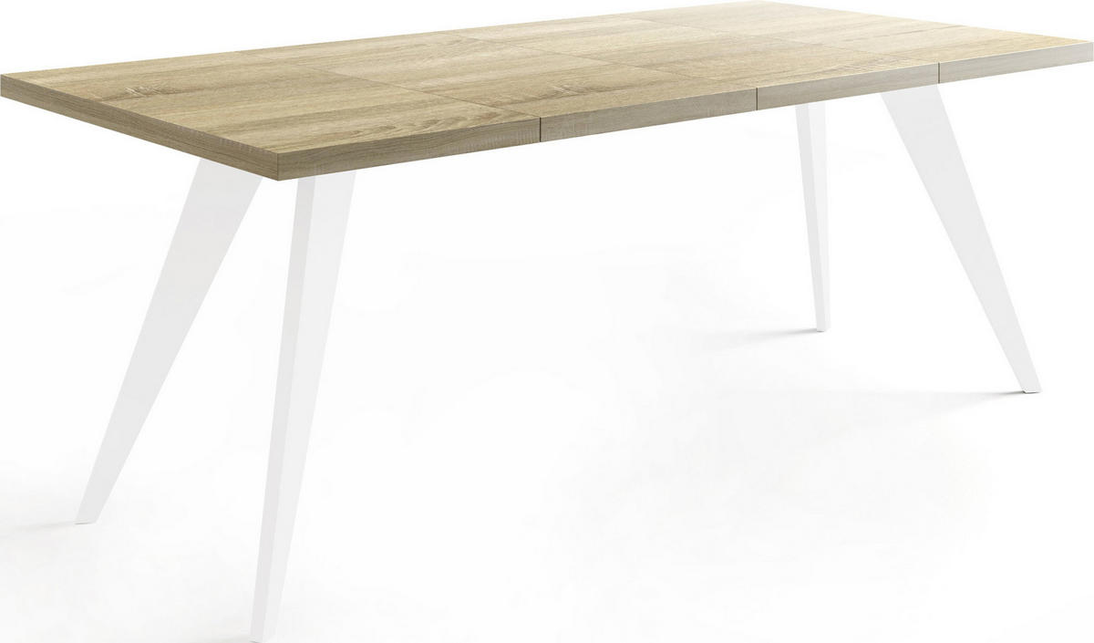 ESSTISCH Quadro quadratischer ausziehbarer, Sonoma Eiche 100-150/100/76 cm - Braun/Weiß, Holz/Holzwerkstoff (100/150/76cm) - WFL GROUP