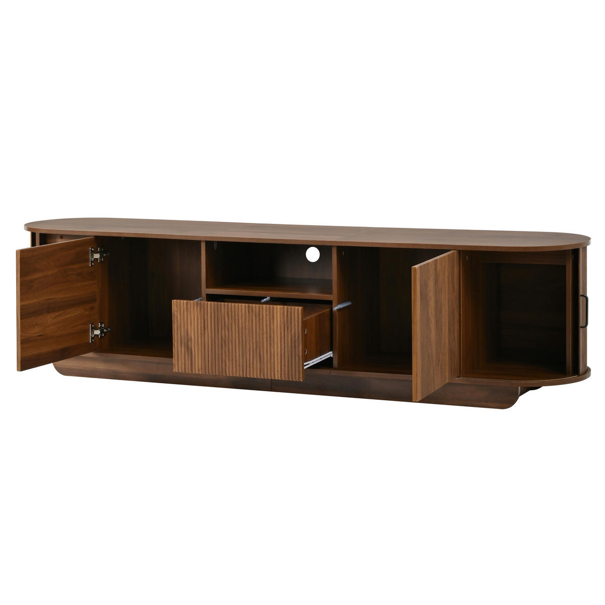 TV-SCHRANK 180/40/50 cm Walnussholzfarbe mit Schiebetüren, 2 Türen und 1 Schublade - Nussbaumfarben, Holzwerkstoff (180/50/40cm) - Oxeza
