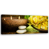 WANDBILD blumen bambus kerze - Gelb, Textil (90/30cm) - Feeby