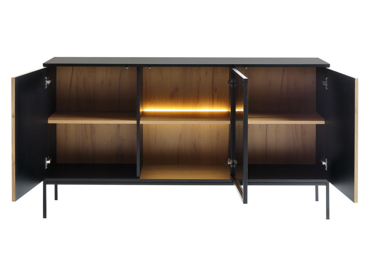 KOMMODE Sento K154 - Kaschmir/Schwarz, Holzwerkstoff/Metall (154/83/39cm) - MIRJAN24