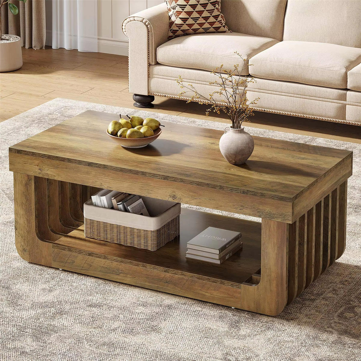 COUCHTISCH 120 cm mit Ablagefach Wohnzimmertisch - Braun, Holz (60/120/45cm) - Kaket