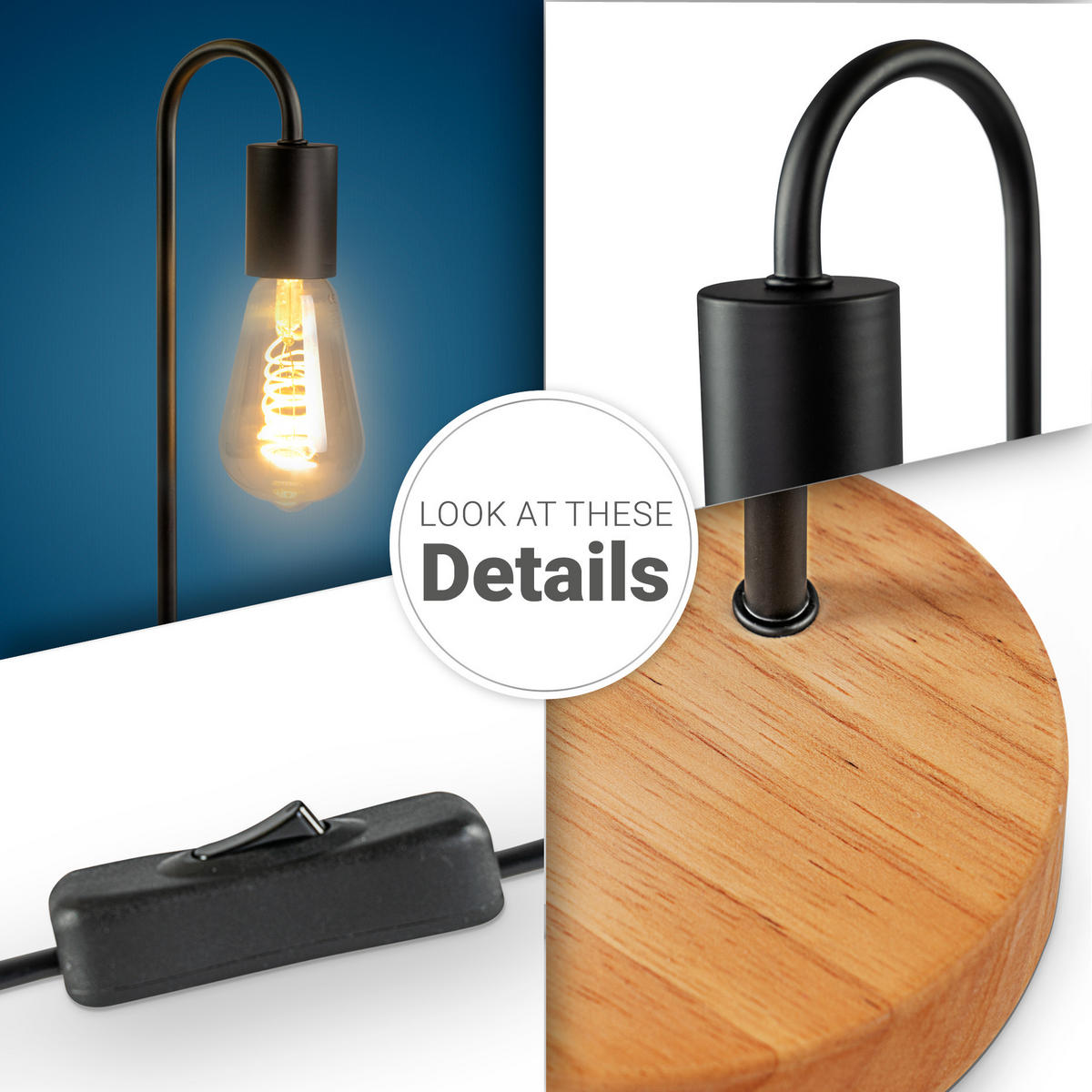 TISCHLAMPE Walter - Schwarz, Metall (12.6/12.6/40.5cm) - Paco Home