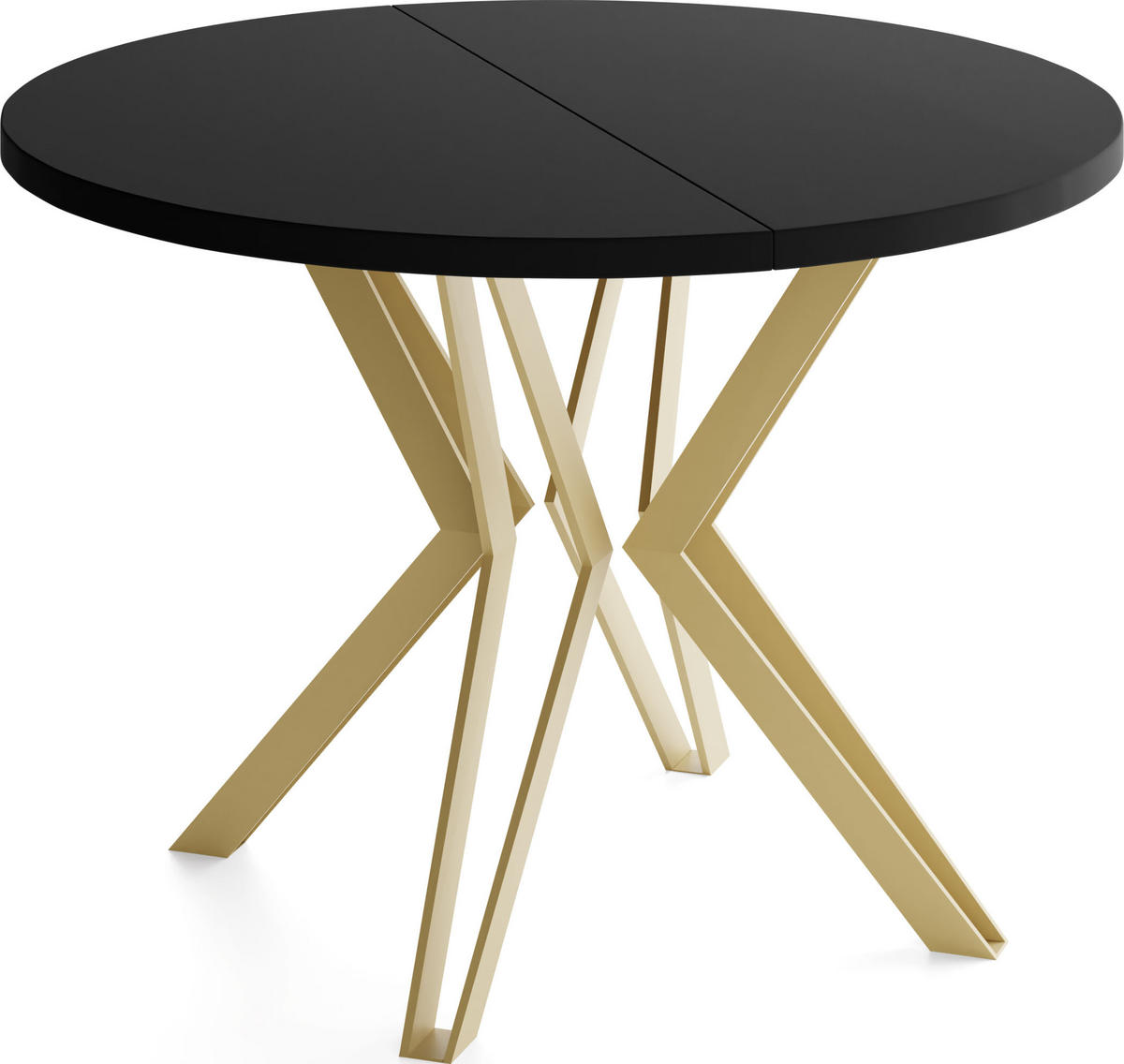 ESSTISCH Daisy runder ausziehbarer, Schwarz 100-180/100/76 cm - Goldfarben/Schwarz, Holzwerkstoff/Metall (100/100/76cm) - WFL GROUP