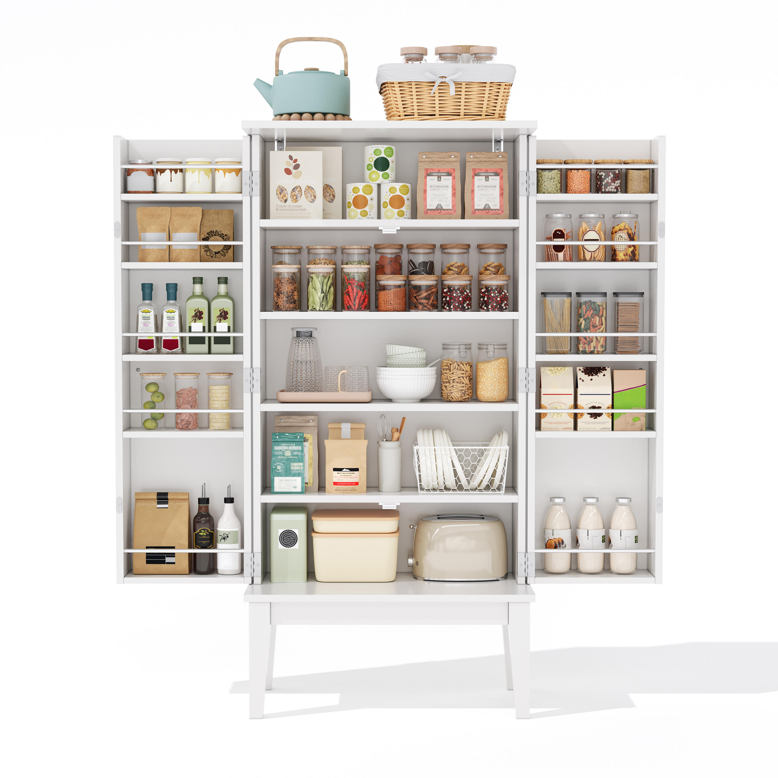 BUFFET 120/30/59 cm Weiß aus MDF mit 2 Türen - Weiß, Holzwerkstoff (59/120/30cm) - OKWISH