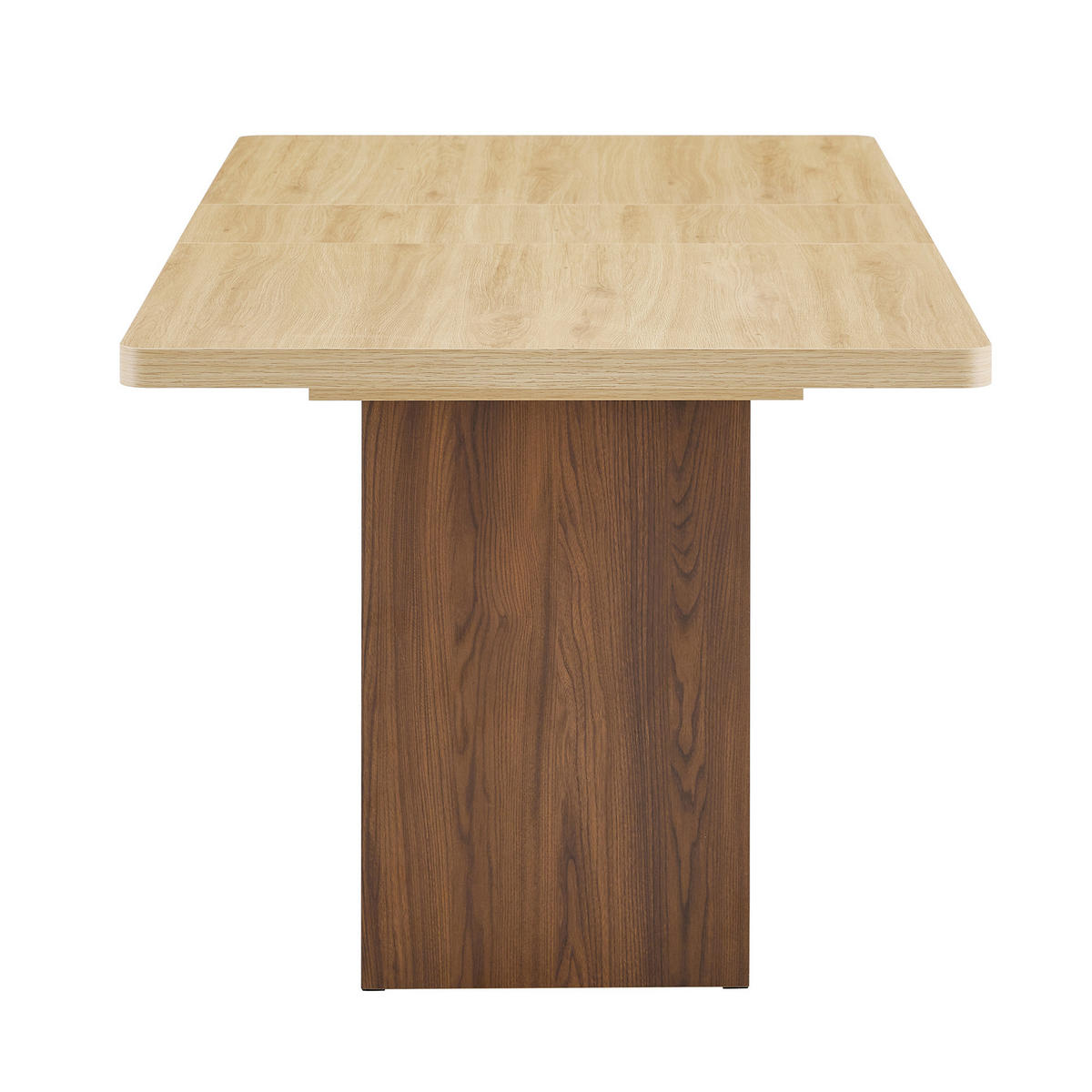 ESSTISCH ausziehbarer Naturholz + Walnuss mit Stauraum und integrierten Fächern 130-160/80/75.5 cm - Naturfarben, Holz (80/160/75.5cm) - Oxeza