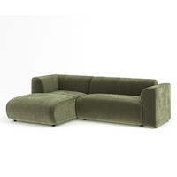 ECKSOFA Melani Olivenfarbe Samtstoff - Schwarz/Olivgrün, Holz/Holzwerkstoff (253/153cm) - Maison de Reve
