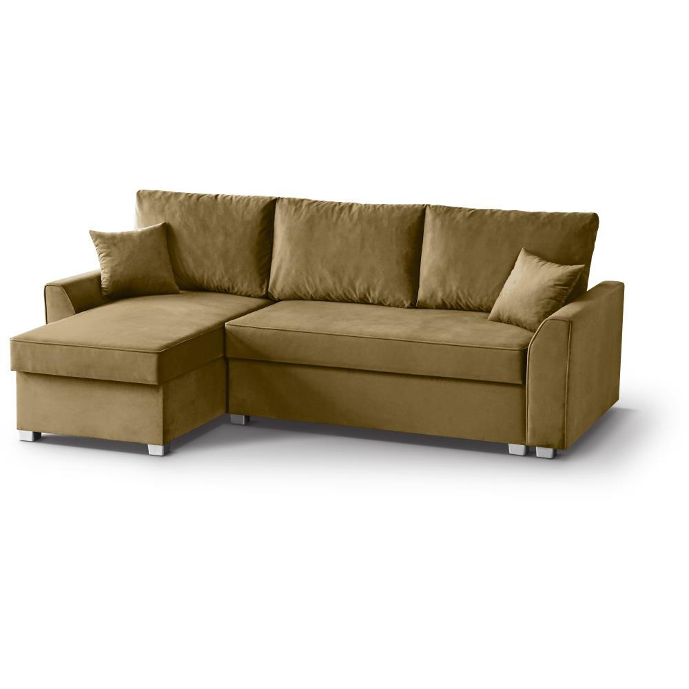 ECKSCHLAFSOFA Teramo dunkelgelb - Dunkelgelb/Schwarz, Kunststoff/Textil (235/150cm) - Beautysofa