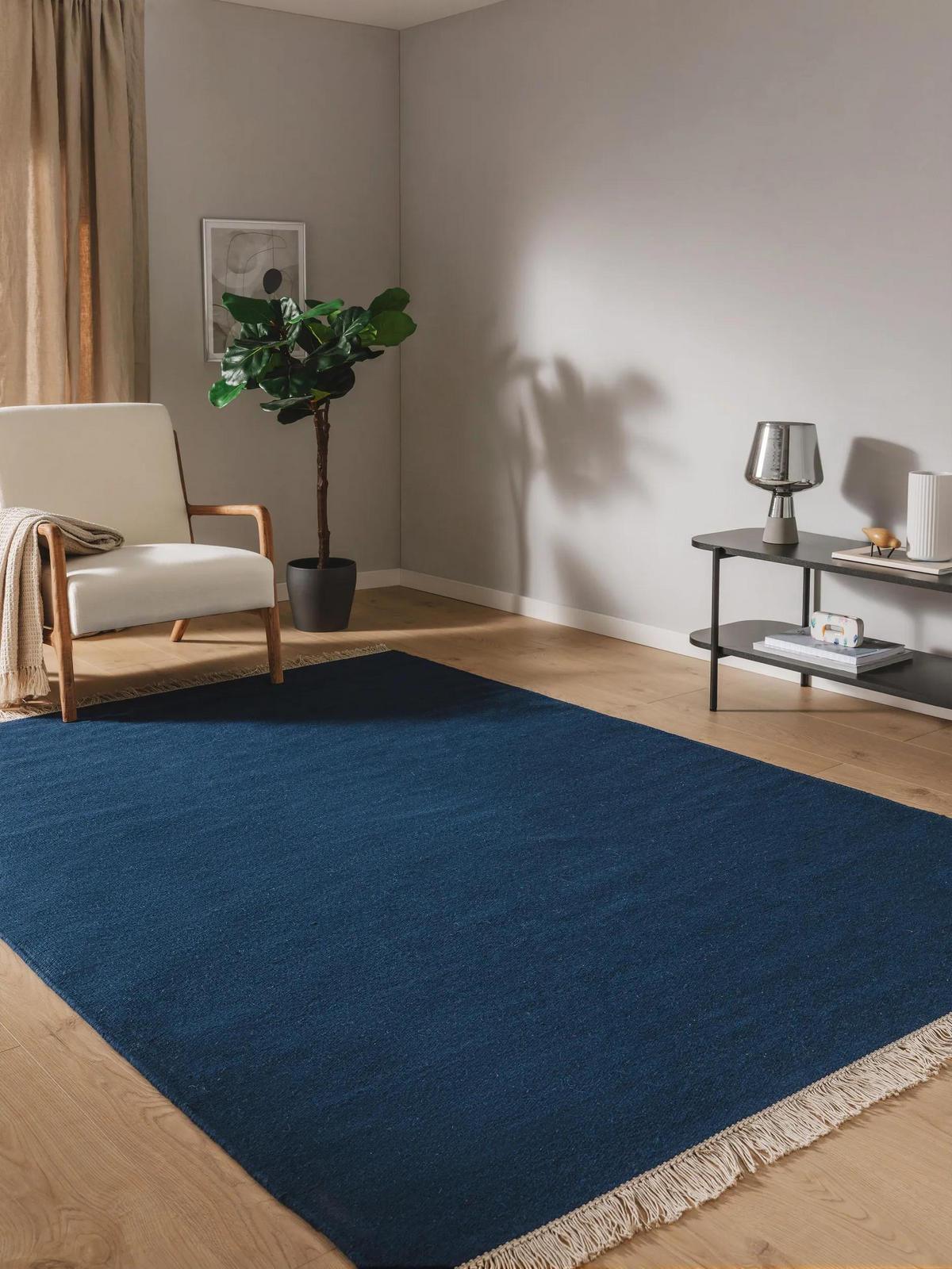 WOLLTEPPICH Liv Dunkelblau 60x100 cm - Dunkelblau, Textil (60/100cm) - benuta Pop