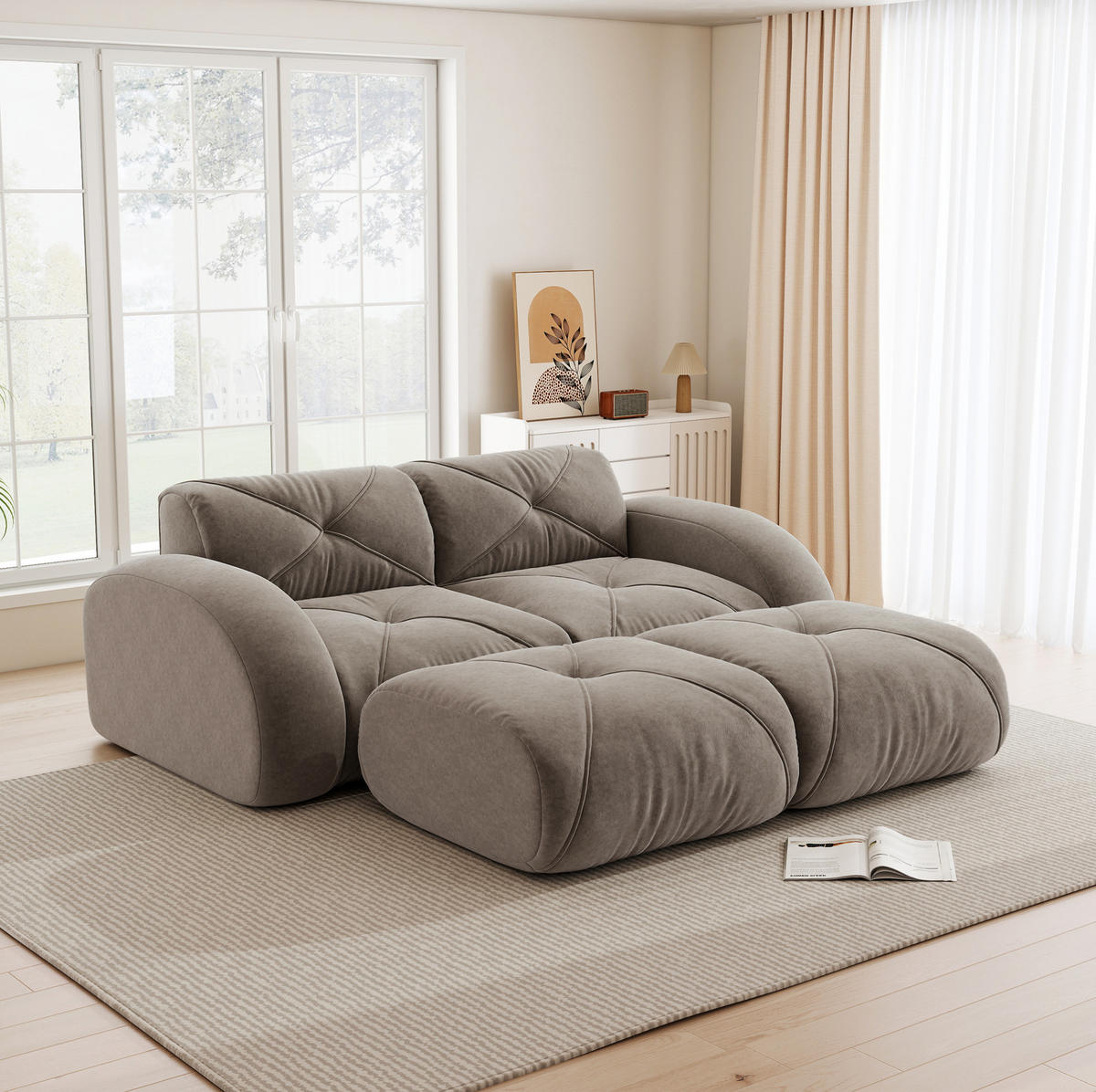 SOFA rahmenlos 2-Sitzer Chenille Brown - Braun, Kunststoff (171/76/204.1cm) - Meubliv