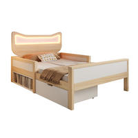 KINDERBETT 90/190 cm weiß/eiche aus Holz mit LED und Schublade - Eichefarben, Holzwerkstoff (90/190cm) - OKWISH