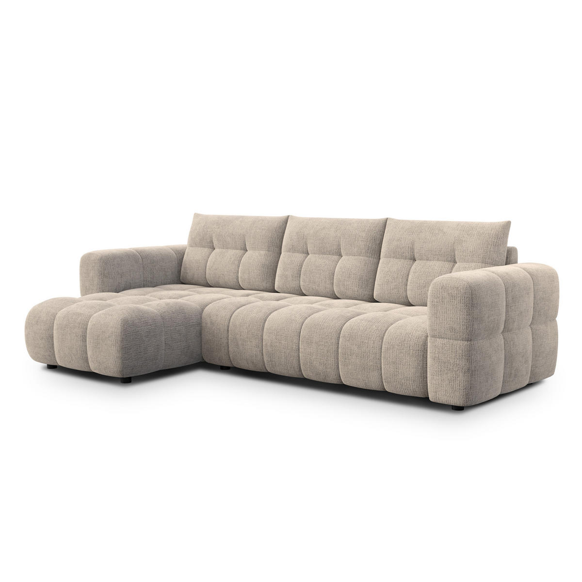ECKSOFA CLOUDI 4-Sitzer links, beige - Beige/Schwarz, Holz/Textil (294/160cm) - Courtois Laville