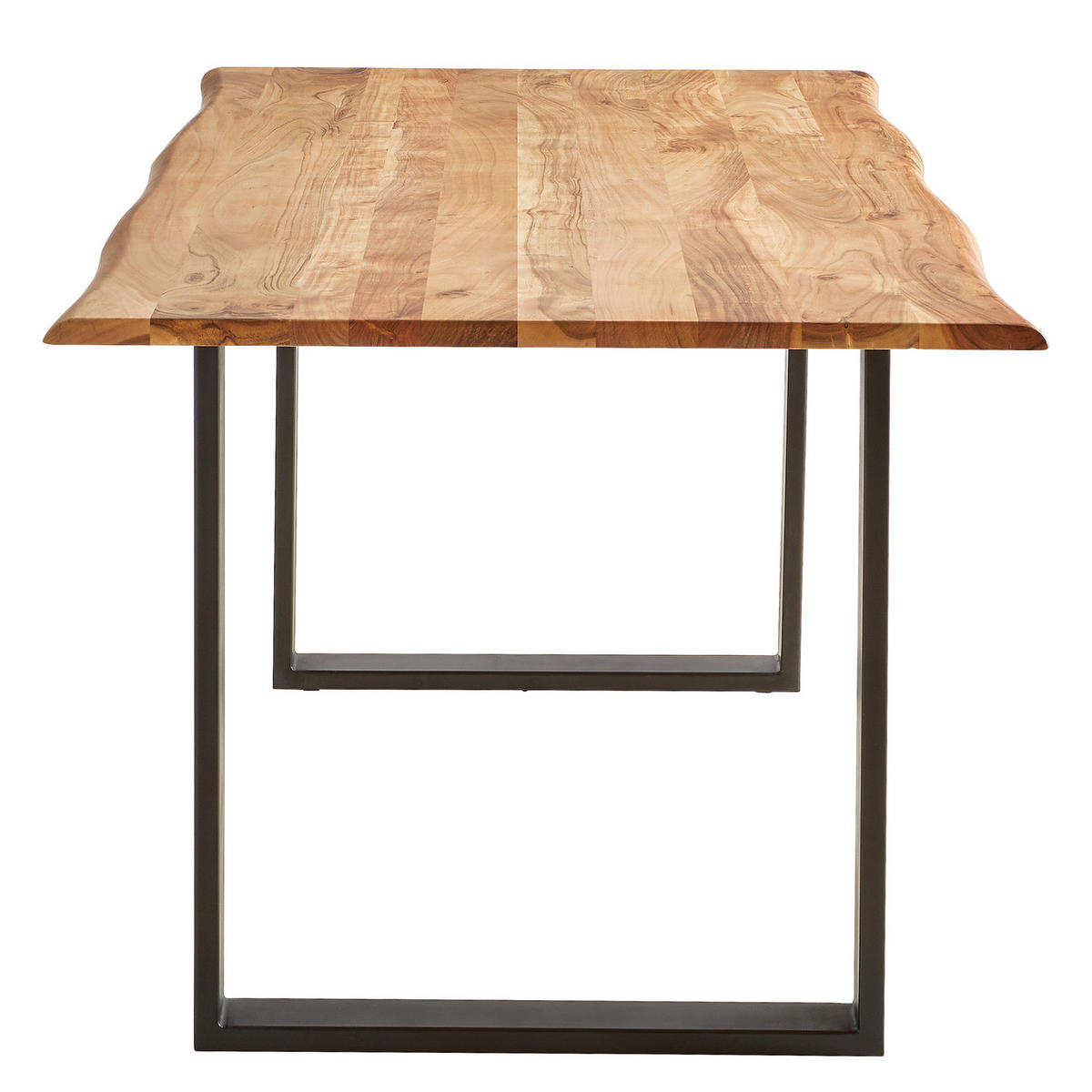 ESSTISCH mit Massivholzplatte - Akazie massiv / Eisen - Schwarz/Braun, Holz/Metall (80/120/76cm) - home24