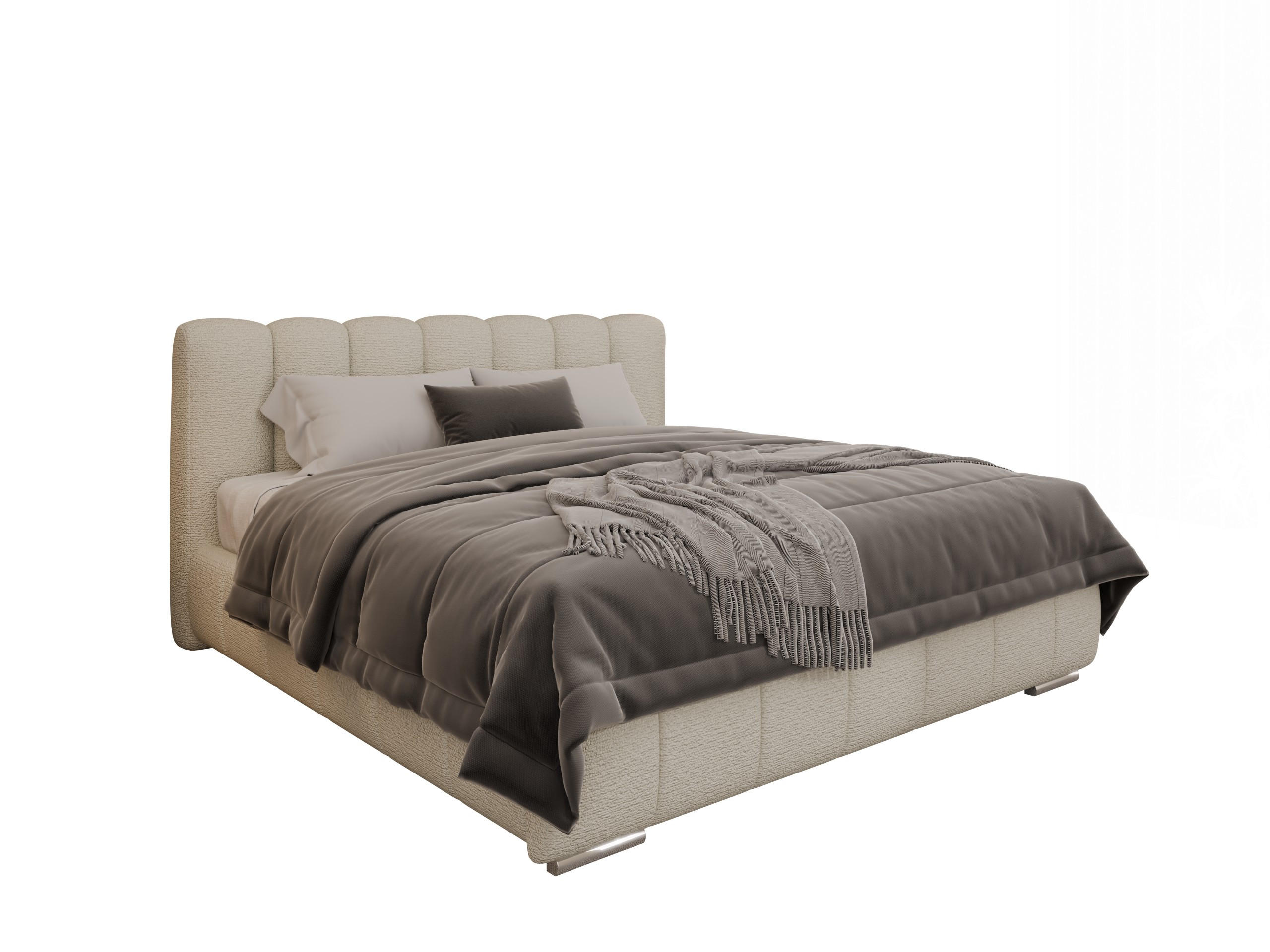 POLSTERBETT Zaira 180x200cm – Elegantes Polsterbett für modernen Wohnstil , ZONIERTE TASCHENFEDERN KOKOS (21cm), creme - Creme, Holz (180/200cm) - Panda Möbel