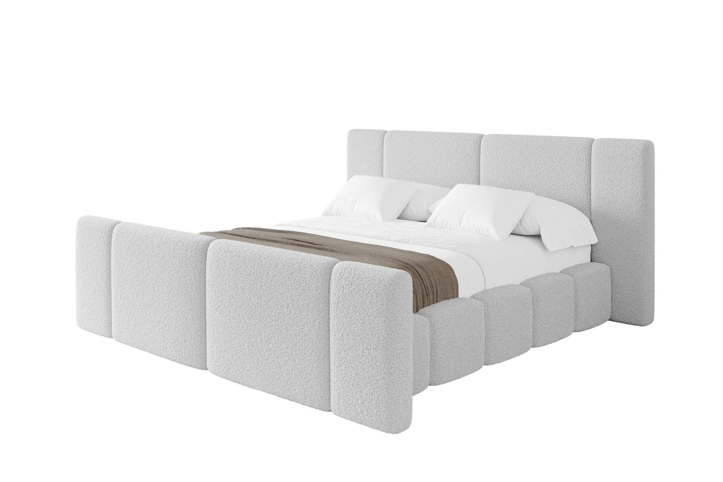 POLSTERBETT mit Bettkasten, Fußteil und Lattenrost, Boxbett ohne Matratze - NILO-Z 180x200 Hellgrau - Hellgrau, Holzwerkstoff/Textil (180/200cm) - ALTDECOR