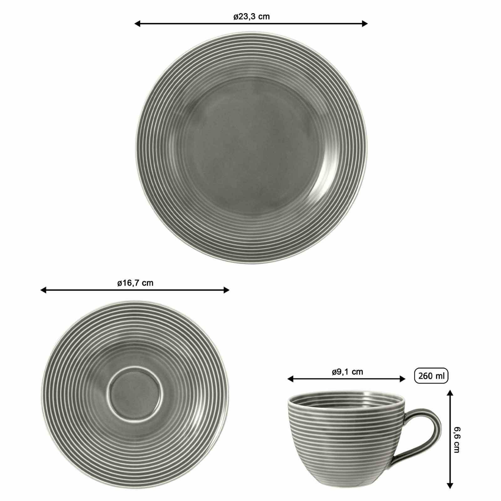 KAFFEESERVICE Beat Color Glaze Perlgrau 18er Set - Grau, Keramik (24/18.1/43cm) - Seltmann Weiden