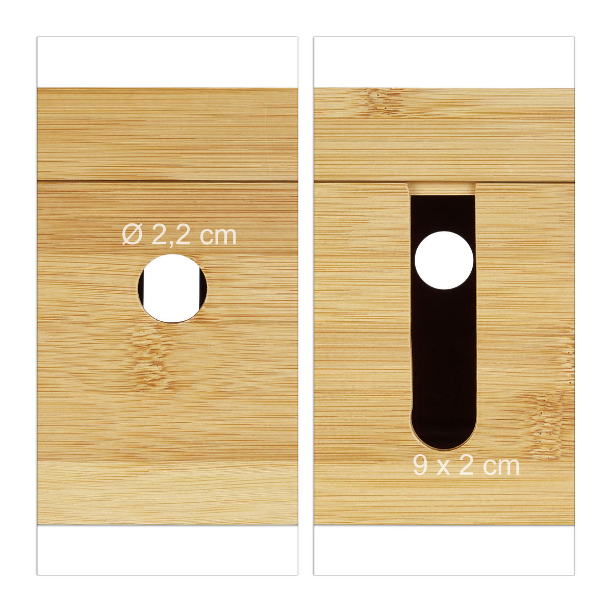KABELBOX - Hellbraun, Holz (14/25.5/14cm) - Relaxdays