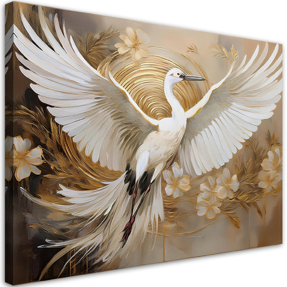 WANDBILD vögel abstrakte blumen - Beige, Textil (60/40cm) - Feeby