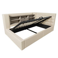 POLSTERBETT 90/200 cm Beige mit LED-Beleuchtung und Stauraum (Ohne Matratze) - Beige, Textil (90/200cm) - Oxeza