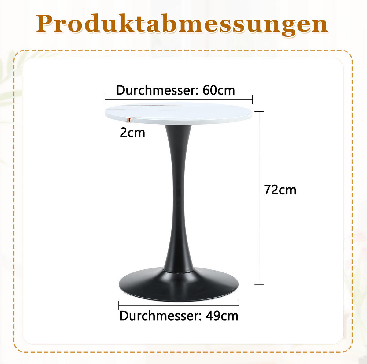 BEISTELLTISCH aus MDF und Metall 60x60x72 cm Weiß/Schwarz mit thermoformierter Tischplatte und standfestem Mittelfuß - Weiß, Holzwerkstoff (60/60/72cm) - Modfu