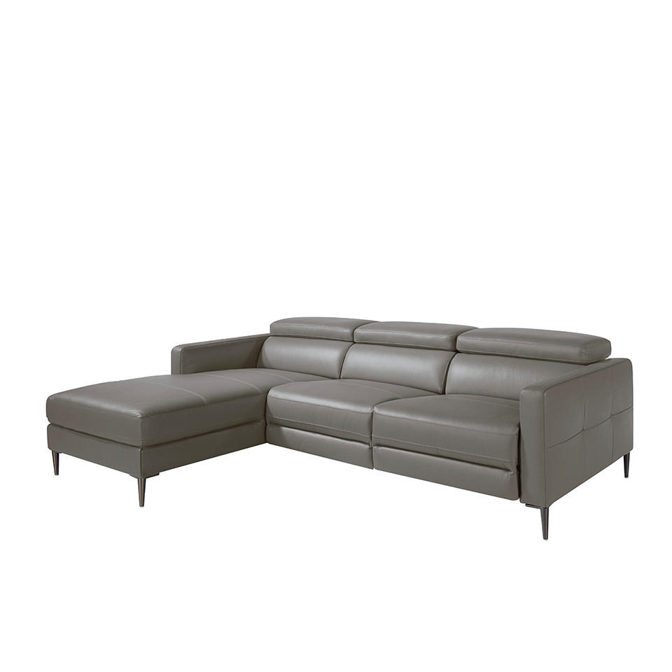ECKSOFA Dunkelgrau Dunkler Stahl 258/173/95 cm - Dunkelgrau/Grau, Leder (258/173cm) - ANGEL CERDA