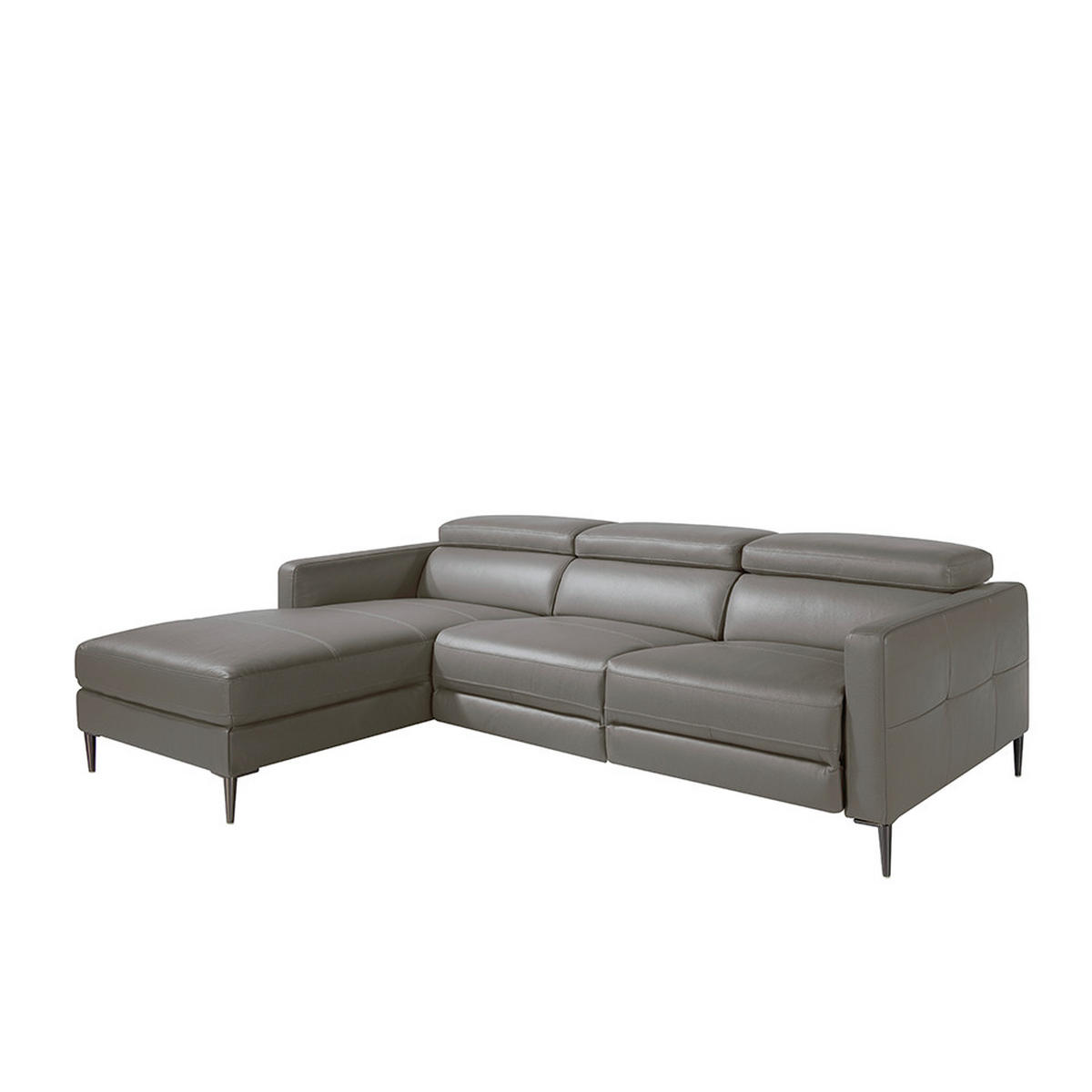 ECKSOFA Dunkelgrau Dunkler Stahl 258/173/95 cm - Dunkelgrau/Grau, Leder (258/173cm) - ANGEL CERDA