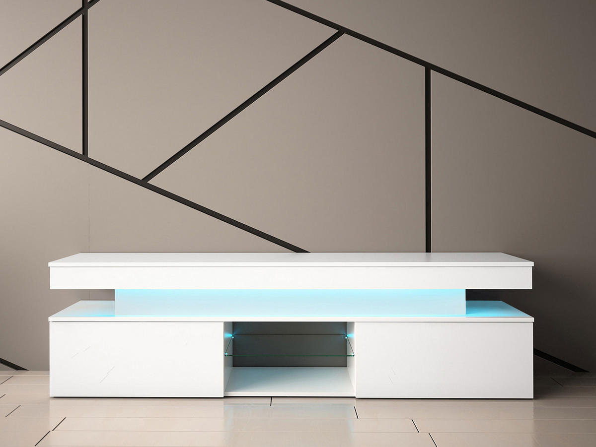 TV-LOWBOARD Glossa 2D 190 - Weiß, Holzwerkstoff/Kunststoff (190/54/39cm) - MIRJAN24