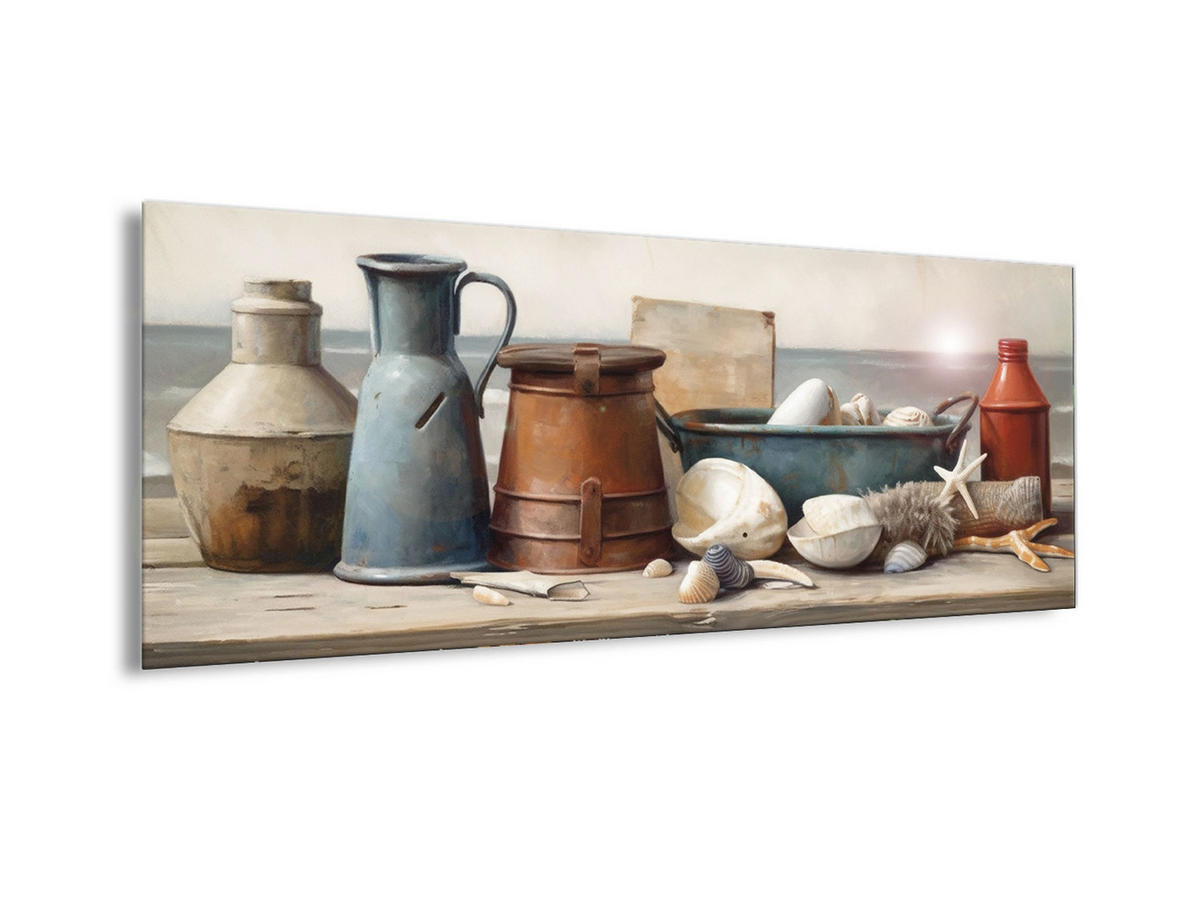 GLASBILD 80x30 cm Küche Vintage maritim - Beige, Glas (80/30cm) - artissimo