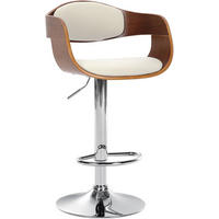 BARHOCKER Kingston Kunstleder 88-102 cm walnuss/weiß - Weiß, Leder (50/88/48cm) - furnicato