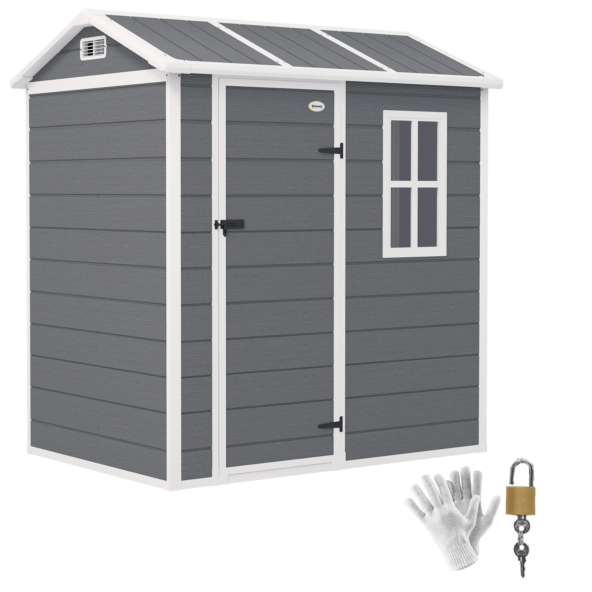 GERÄTEHAUS Kunststoff 2,1m² 186 x 130 x 199cm Geräteschuppen mit Satteldach - Grau, Kunststoff (130/199/186cm) - Outsunny